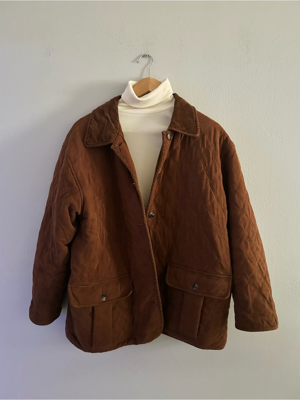 Jones New York 90s Quilted Brown Jacket with Corduroy Collar